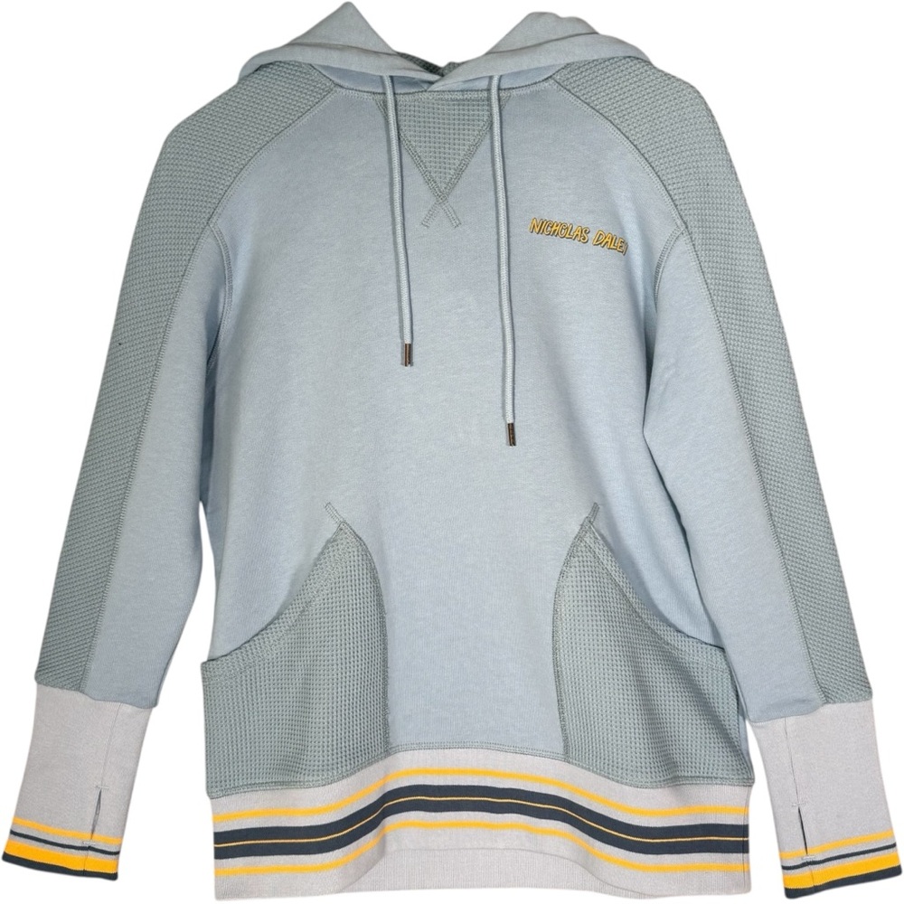 Nicholas Daley Blue Sweatshirt Hoodie Blue Waffle Knit Cotton XS